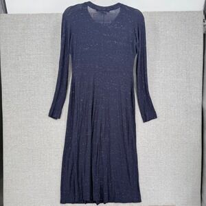Frances Hart Long Sleeve Dress‎ Womens Small Navy Blue Stretch Wool Blend Boho